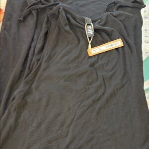 SKIMS Black Ribbed Maxi Dress with Adjustable Ties